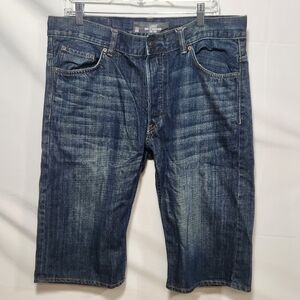 L.O.G.G By H & M Blue Jean Shorts with Distressed Style, Button Fly-Size 36